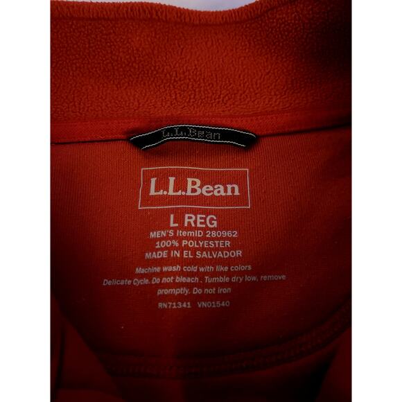 LL Bean Men's Large 1/4 Zip Pullover Fleece in Red - Picture 3 of 4